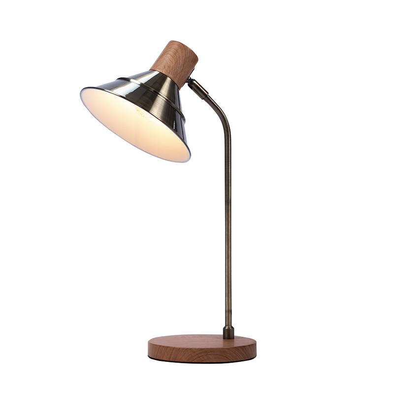 Nordická drevená zrna základná kovová stolová lampa
