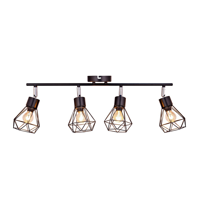 Štyri hlava jednoduchá železná nástenná lampa